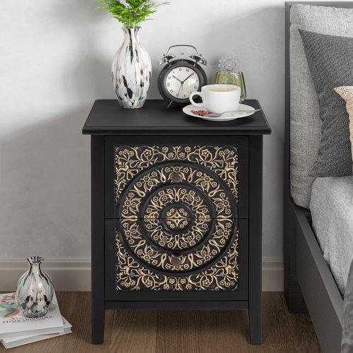 Bungalow Rose Levera Farmhouse FullyAssembled 2Drawer Nightstand